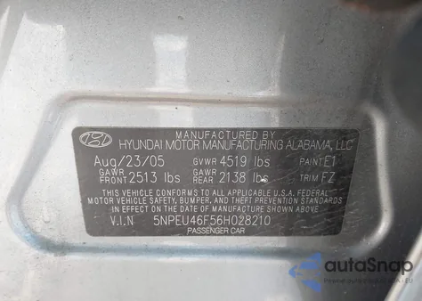 2006 Hyundai Sonata Gls V6/Lx V6 from USA, damaged, VIN 5NPEU46F56H028210